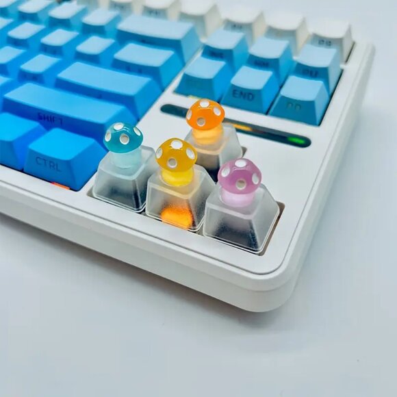 4pcs Cute Mushroom Keycaps, Mechanical Keyboard Decoration, ABS Resin, OEM - Picture 3 of 7